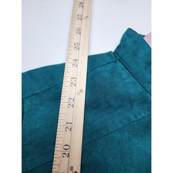 Studio Works Jacket Faux Suede Women's 18 Teal Green Preppy southwest Work - Picture 9 of 9